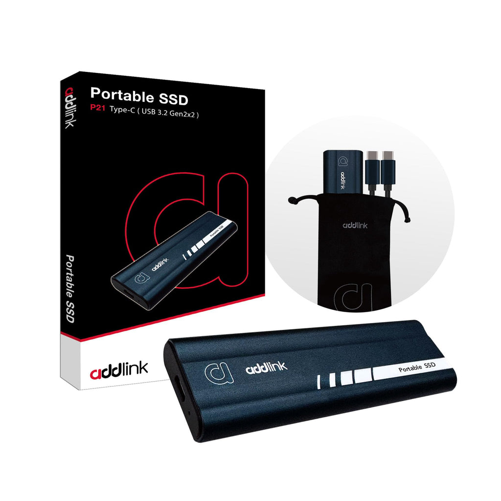 Addlink P21 1TB Portable External SSD, Up to 2,000MB/s Read, USB 3.2 Gen 2x2, Lightweight Storage for Photography, Video, Gaming and Fast backups, for PC Laptop Mac Windows Linux Android PS4 PS5