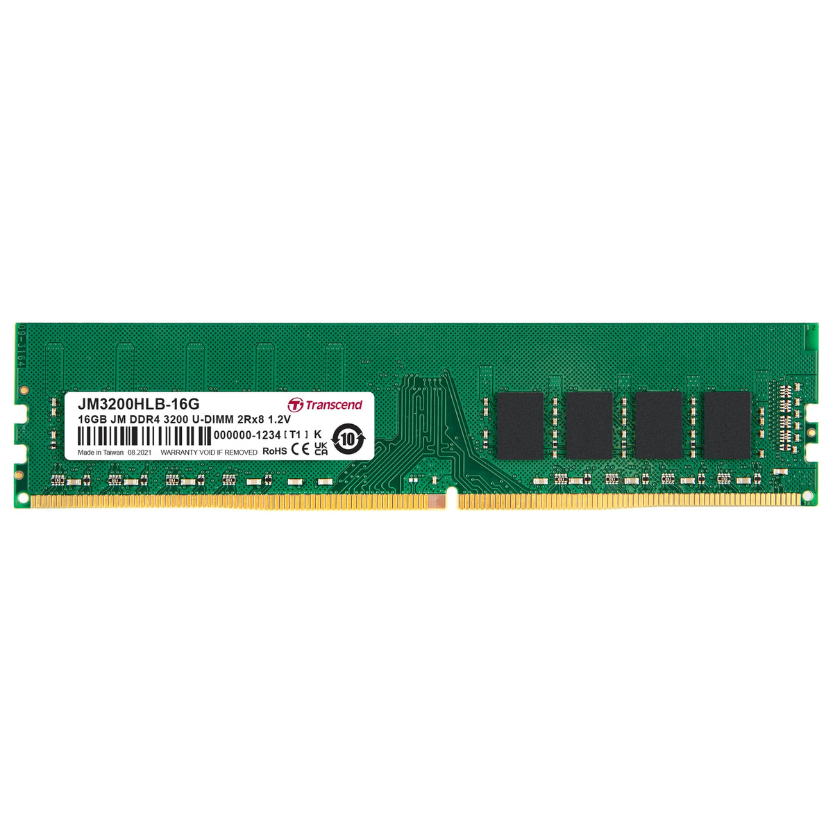 Transcend JetRam 16GB DDR4 RAM 3200MHz U-DIMM CL22, Desktop Memory Module