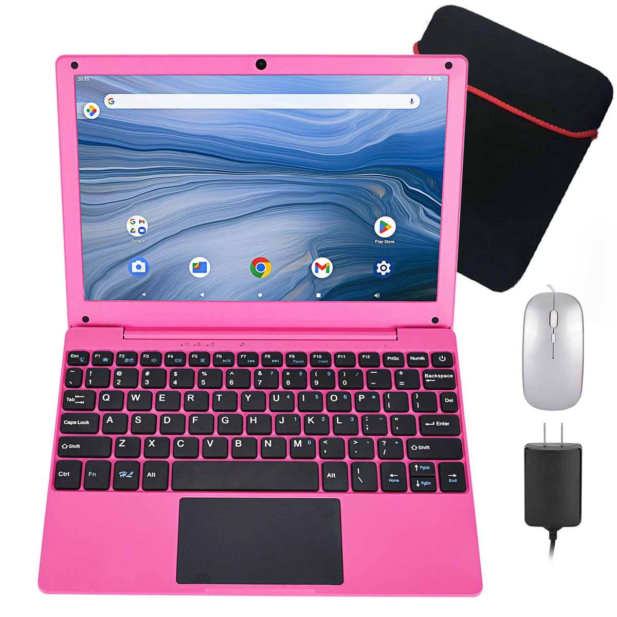10.1 Inch Mini Laptop for Kids, Android 12, Quad Core, Pink