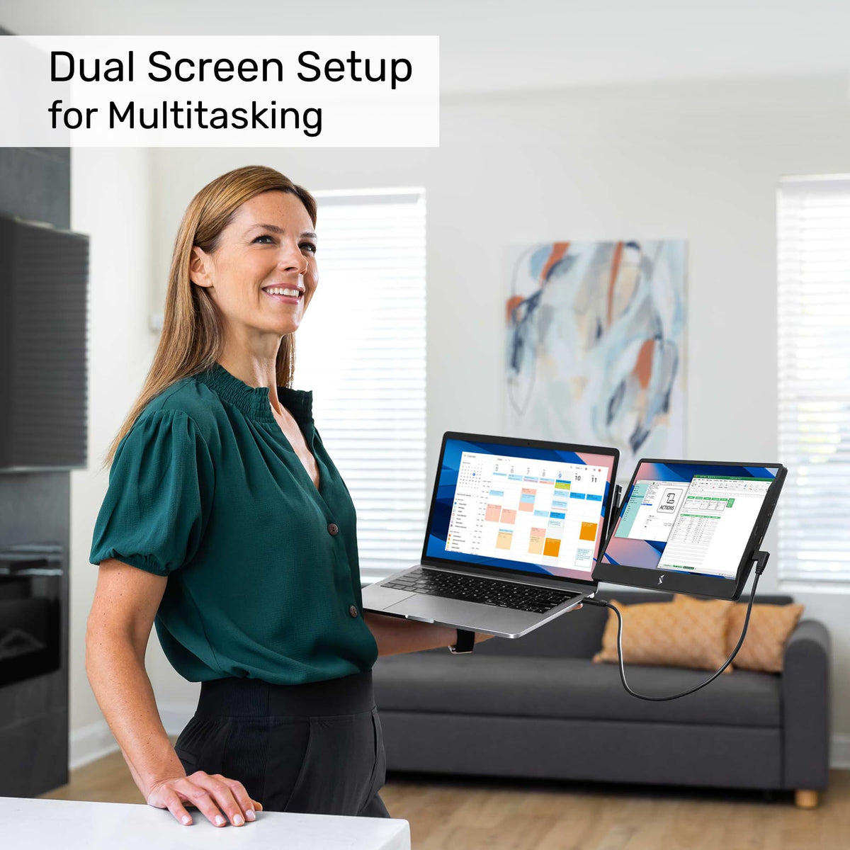 SideTrak Swivel 12.5" Portable Monitor for Laptop, Patented Swivel Hinge, Laptop Screen Extender | FHD Dual Screen w/Kickstand, USB or HDMI, Mac, PC, Chromebook Compatible (Single Monitor)