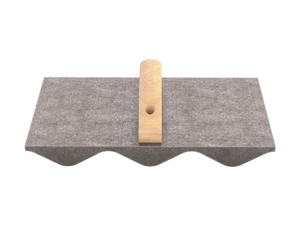 Bon Rumble Strip Hand Float 13 1/2 in. x 7 1/4 in. Cast Aluminum Concrete Float with Wood Handle, 1 in. Radius Wave Pattern Tool for Highway Shoulder and Median Work