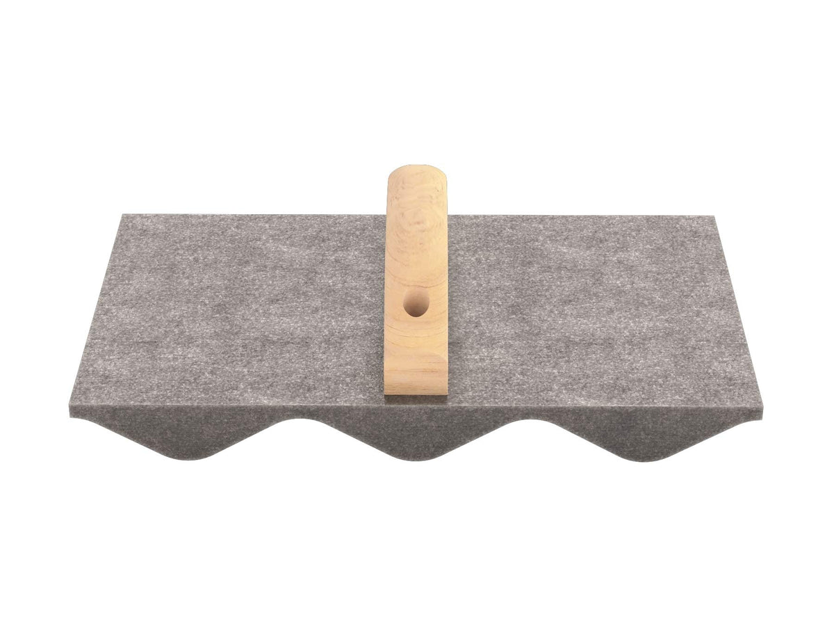 Bon Rumble Strip Hand Float 13 1/2 in. x 7 1/4 in. Cast Aluminum Concrete Float with Wood Handle, 1 in. Radius Wave Pattern Tool for Highway Shoulder and Median Work