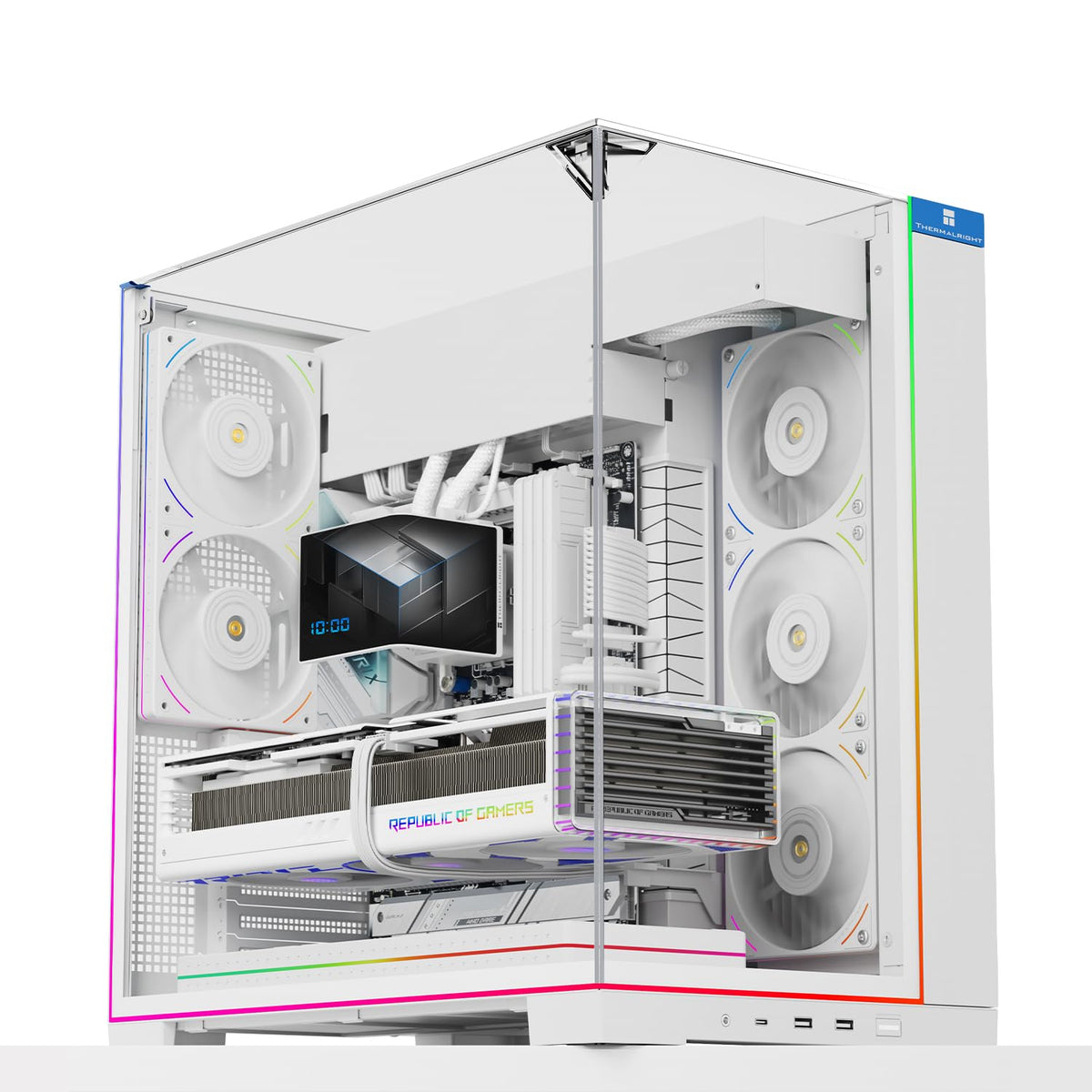Thermalright A70 Vision ATX Gaming case |Three Sides Without Stands,Panoramic Glass Panel |8 Fan Slots |Tower-Style Computer case |Equipped with Type-C Interface |Comes with a 9.16-inch LCD Display |