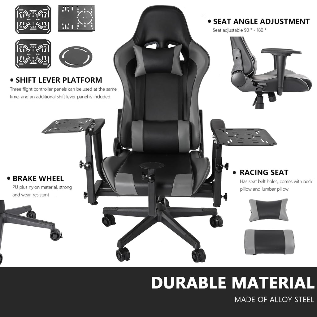 Removable Flight Simulator Cockpit with Racing Seat Compatible with Logitech G25 G27 G920 G923,for Thrustmaster T300RS TX A10C Metal Warthog Gear,for Fanatec,Detachable Simulation Stand