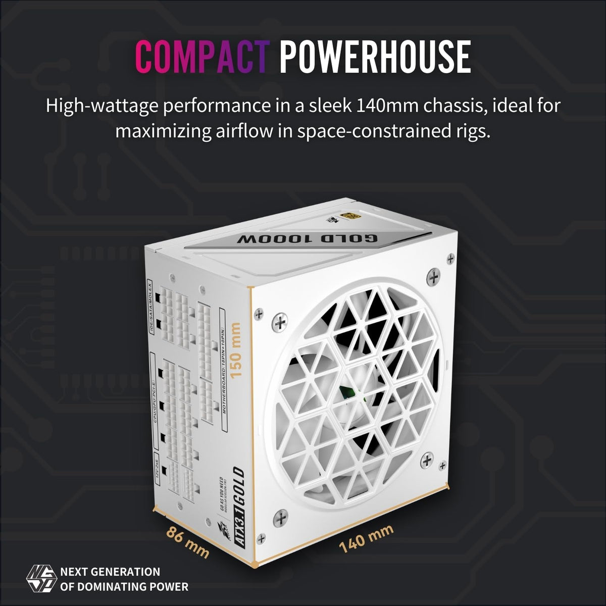 1ST PLAYER NGDP-GLD-1000W PSU Fully Modular PC ATX Power Supply-Computer Power Supplies,80 Plus Gold/PPLP Platinum,ATX 3.1/PCI-E 5.1/Silent FDB Fan with Zero RPM (White)