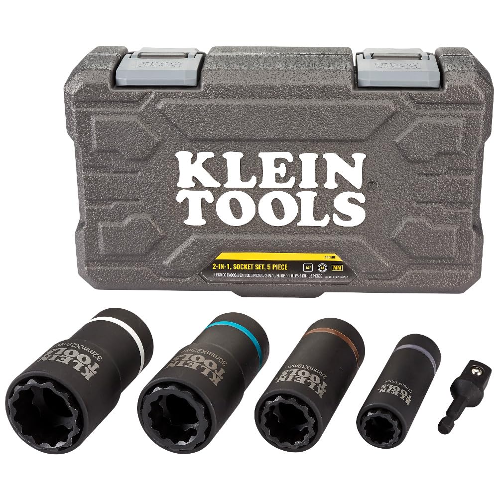 Klein Tools Impact Socket, Metric, 1/2-Inch Drive, 12-Point Deep Sockets