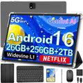 JJGJ Android 16 Electronic Tablet with Keyboard - 10 Inch Tablets, 26+256 Green