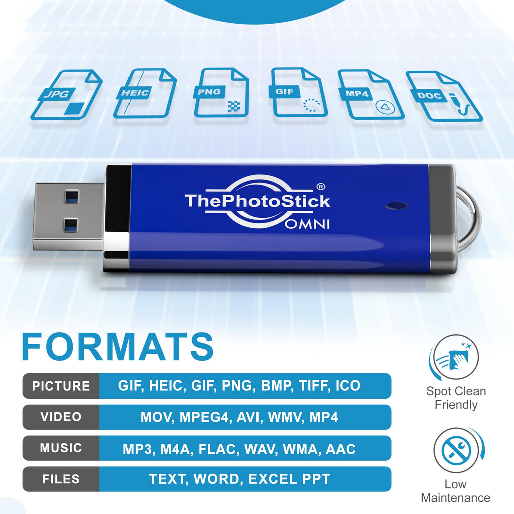 ThePhotoStick® Omni 256GB Photo Backup for iPhone, Android and Computers