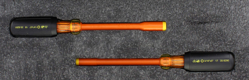IDEAL Electrical 35-9104 Insulated Nut-Driver Set [7 Pieces] Orange, 4 in. Shaft Screwdrivers with Cushion-Grip Handles. Electrician Tool Kits