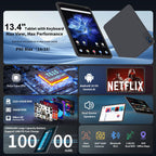 13 Inch Android 16 Tablet with Keyboard - 32GB+256GB+2TB Expand (Silver)