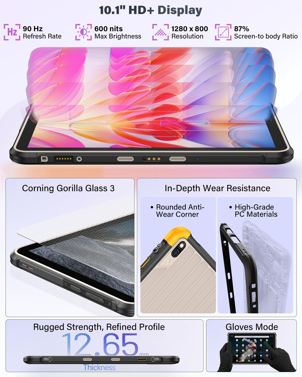 Ulefone Rugking Pad 2 Pro 4G Rugged Tablet(Built-in eSIM), Android 16, 16GB+128GB Octa Core, 10.1" Corning Display, 48MP Rear Camera, 10200mAh, Dock Charging, IP68/69K, NFC, Widevine L1 (Black)