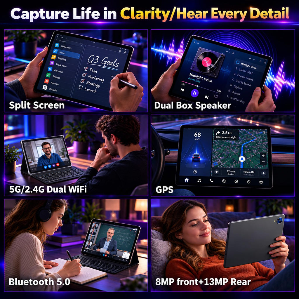 Android 16 Tablet with Keyboard - 10 inch Electronics Tablet with Gemini AI