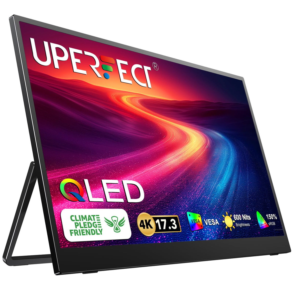 UPERFECT 17.3'' 4K Portable Monitor QLED, 600 Nits 150% sRGB 3840*2160 UHD