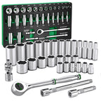 SK 3/8" Drive Socket Set with 90-Tooth Ratchet, SAE & Metric, CR-V Steel