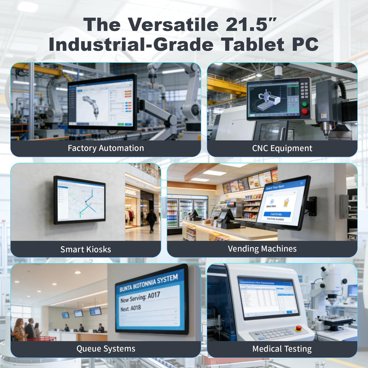 21.5" All in One Tablet Panel PC Win11 Pro, N100 Fanless Industrial Touchscreen Monitor Computer, 8GB RAM 128GB ROM, 1920 * 1080 IPS, USB3.2 * 2, USB2.0 * 2, LAN*2, HDMI2.0, Type-C3.1
