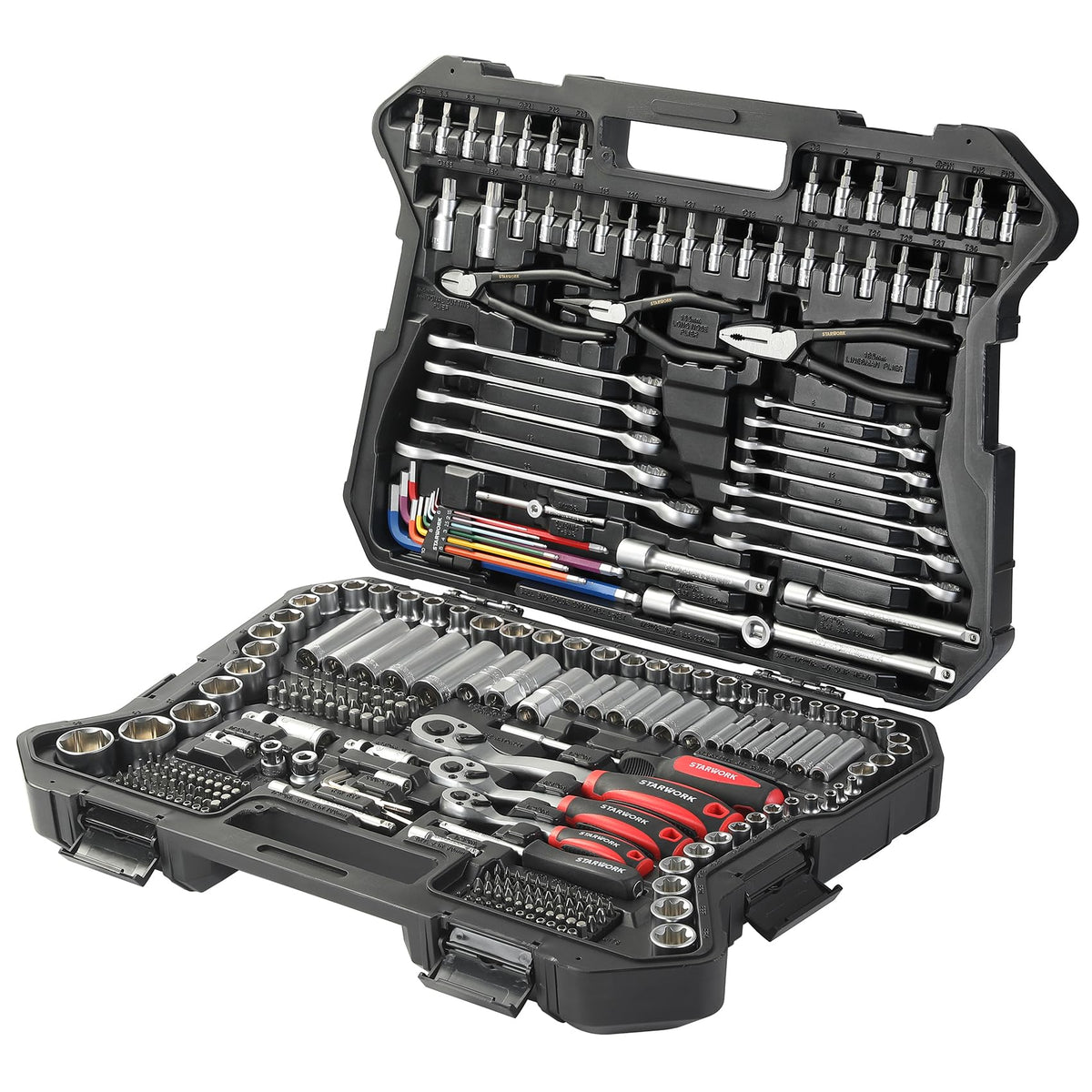 STARWORK TRUE MECHANIC™ 314-Piece Mechanics Tool Set and Socket Set, 1/4", 3/8", 1/2" Drive, Professional, Metric