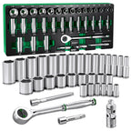 SK 3/8" Drive Socket Set with 90-Tooth Ratchet, SAE & Metric, CR-V Steel