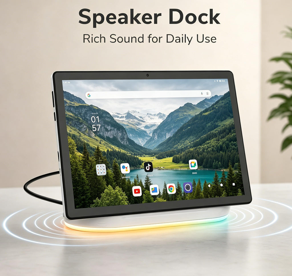 Android 15 Tablet with Dock, 10.1 inch,14GB+64GB+1TB Expand