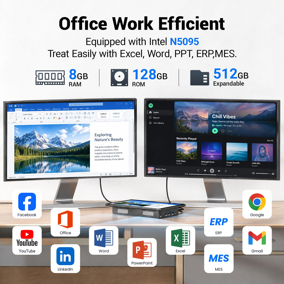10.1" Industrial Mini Computer, Win 11 Embedded Panel PC with 10 Points Touchscreen Desktop Tablet, N5095 8GB RAM 128GB ROM HDMI 2.0 WiFi 5 Bluetooth 5.0 for Office/Automation/Kiosk/Bar/Warehouse