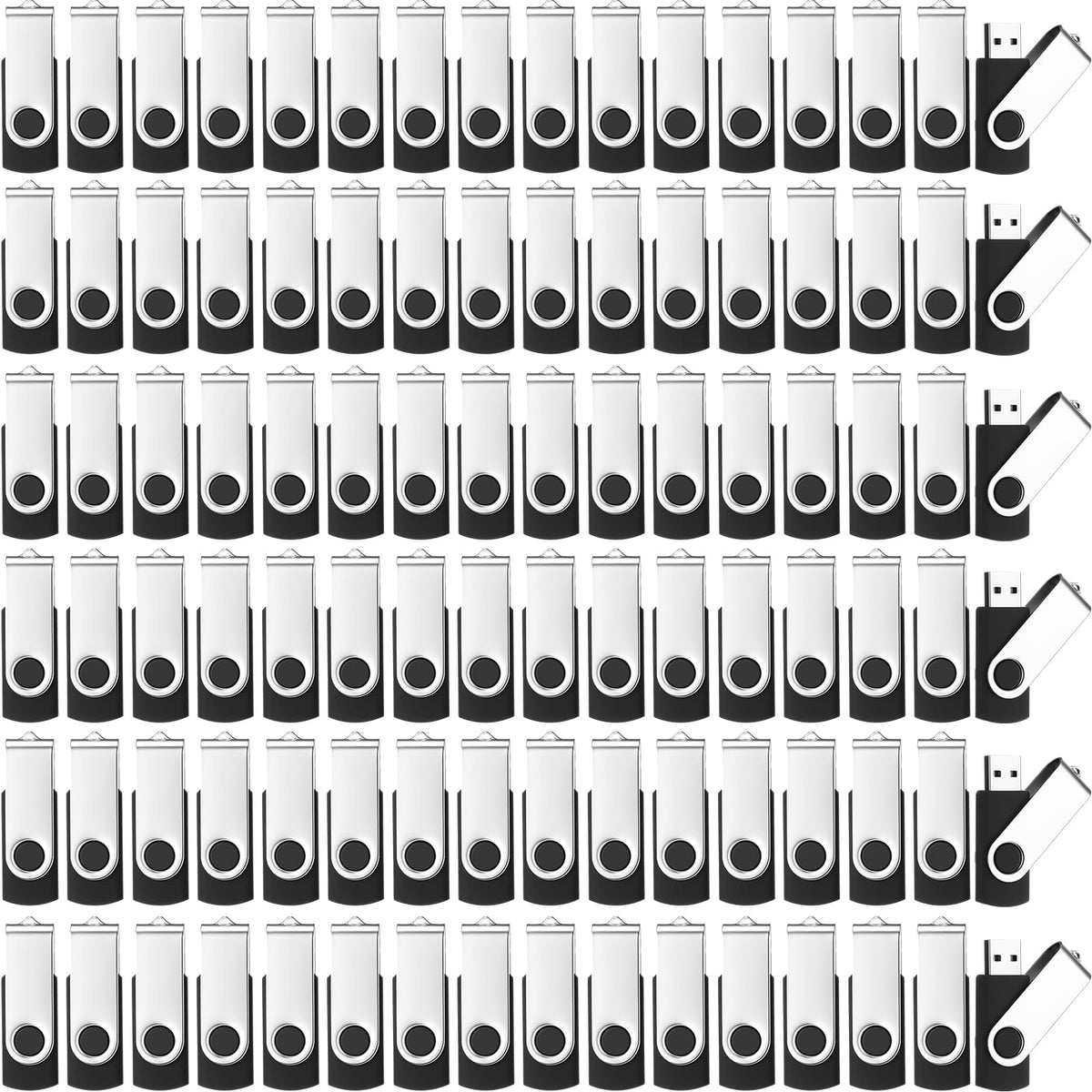 Kanayu 100 Pack 4gb USB 2.0 Flash Drives, Gray Swivel Thumb Drives