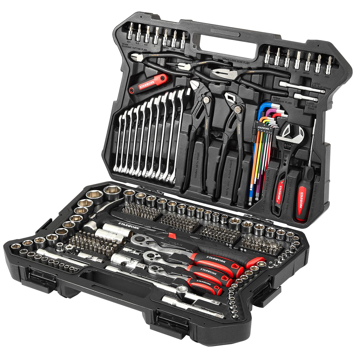 STARWORK TRUE MECHANIC™ 314-Piece Mechanics Tool Set and Socket Set, 1/4", 3/8", 1/2" Drive, Professional, Metric