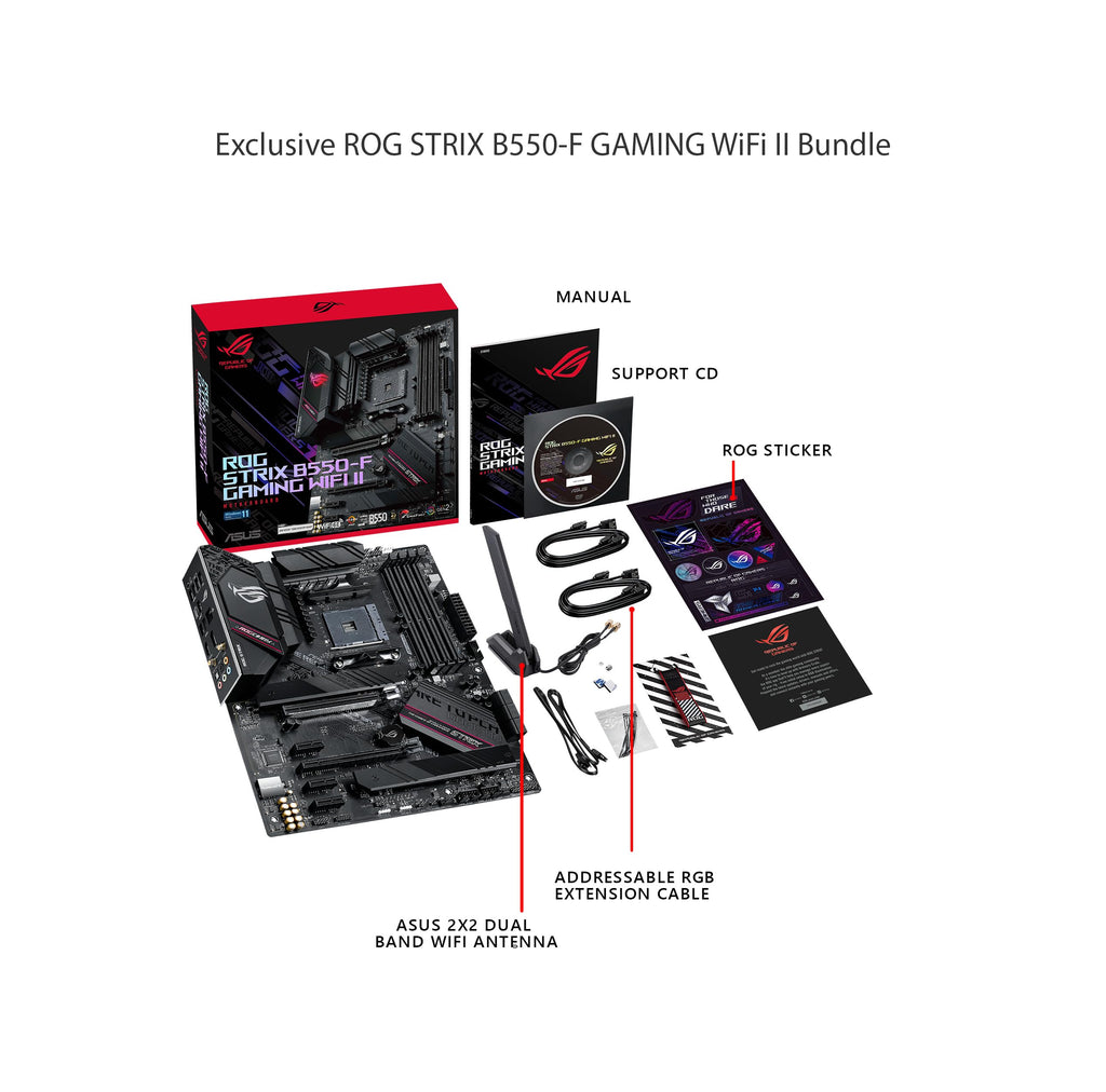 Asus ROG Strix B550-F Gaming WiFi II AMD AM4 (3rd Gen Ryzen) ATX DDR4 Gaming Motherboard (PCIe 4.0, WiFi 6E, 2.5Gb LAN, BIOS Flashback, HDMI 2.1, Addressable RGB Header and Aura Sync)