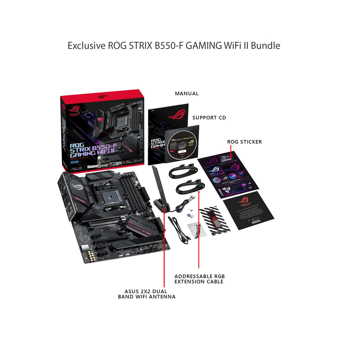 Asus ROG Strix B550-F Gaming WiFi II AMD AM4 (3rd Gen Ryzen) ATX DDR4 Gaming Motherboard (PCIe 4.0, WiFi 6E, 2.5Gb LAN, BIOS Flashback, HDMI 2.1, Addressable RGB Header and Aura Sync)