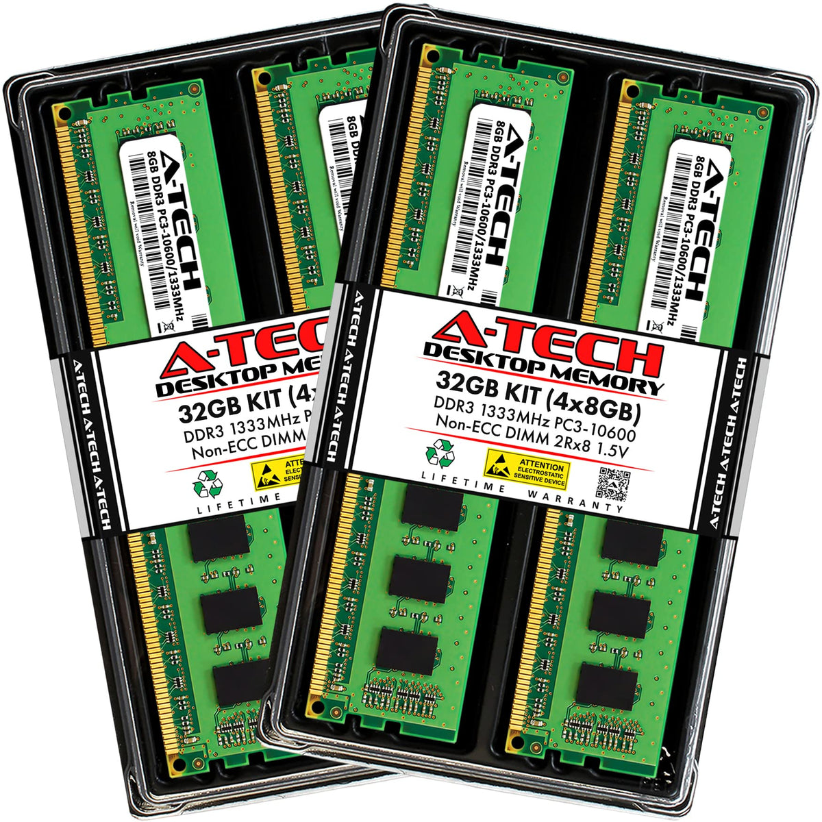 A-Tech 32GB Kit (4x8GB) RAM for Dell OptiPlex 9010, 7010, 990, 790 (SFF/MT/DT) | DDR3 1333 MHz DIMM PC3-10600 UDIMM Memory Upgrade