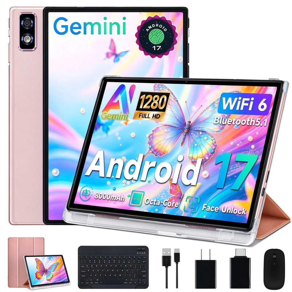 Android 17 Tablet with Keyboard, Octa-Core, Gemini AI+SI, 8000mAh Battery