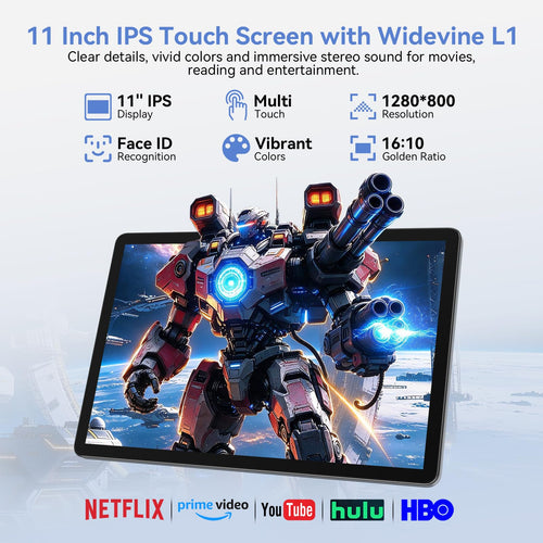 11 Inch Android 16 Tablet with Keyboard 36GB RAM + 128GB ROM, 90Hz Refresh