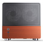 JONSBO V12 Black Micro ATX Mid Tower PC Case, Hyperboloid Glass Desktop Design, Separated Cabinet Structure,Walnut Wood,MATX Desktop Computer Chassis, GPU<260mm,ATX PSU,Front 120mm*2(Built-in) Black