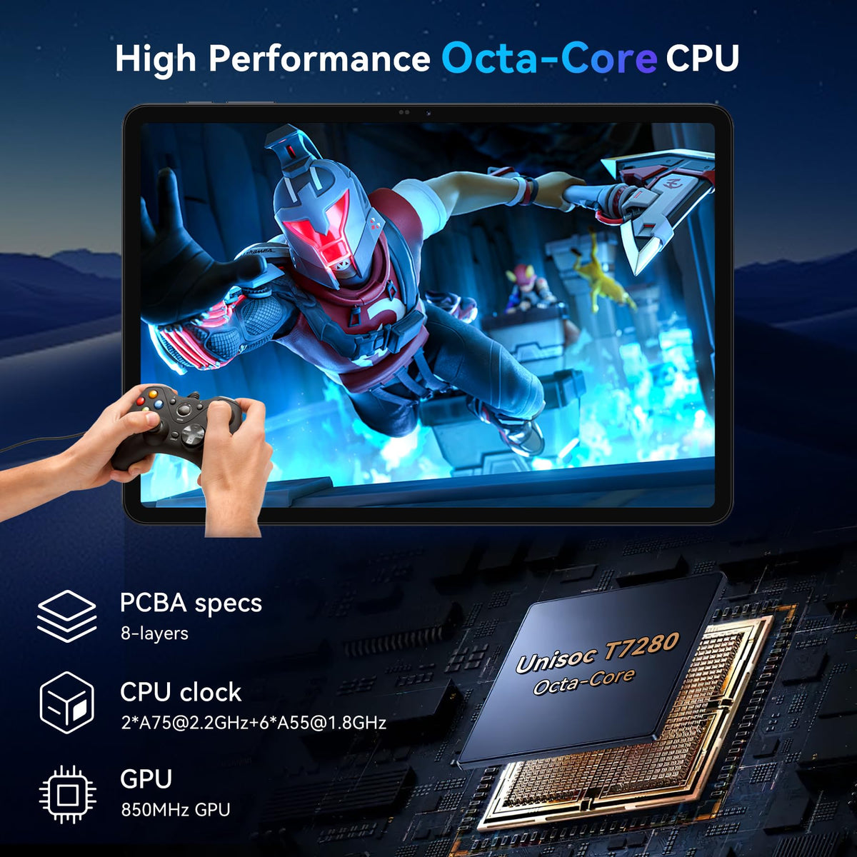 T60 12 Inch Android 16 Gaming Tablet, 48GB RAM (12+36GB Expandable) 256GB ROM (2TB TF), 2.4K 90Hz Eye-Care Display, Octa-Core 2-in-1 Tablet with Keyboard, Mouse, Stylus, 10000mAh Battery, Grey