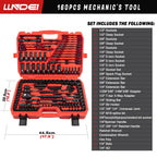 160Pc Mechanics Socket Set 1/2 1/4 3/8" Drive Metric