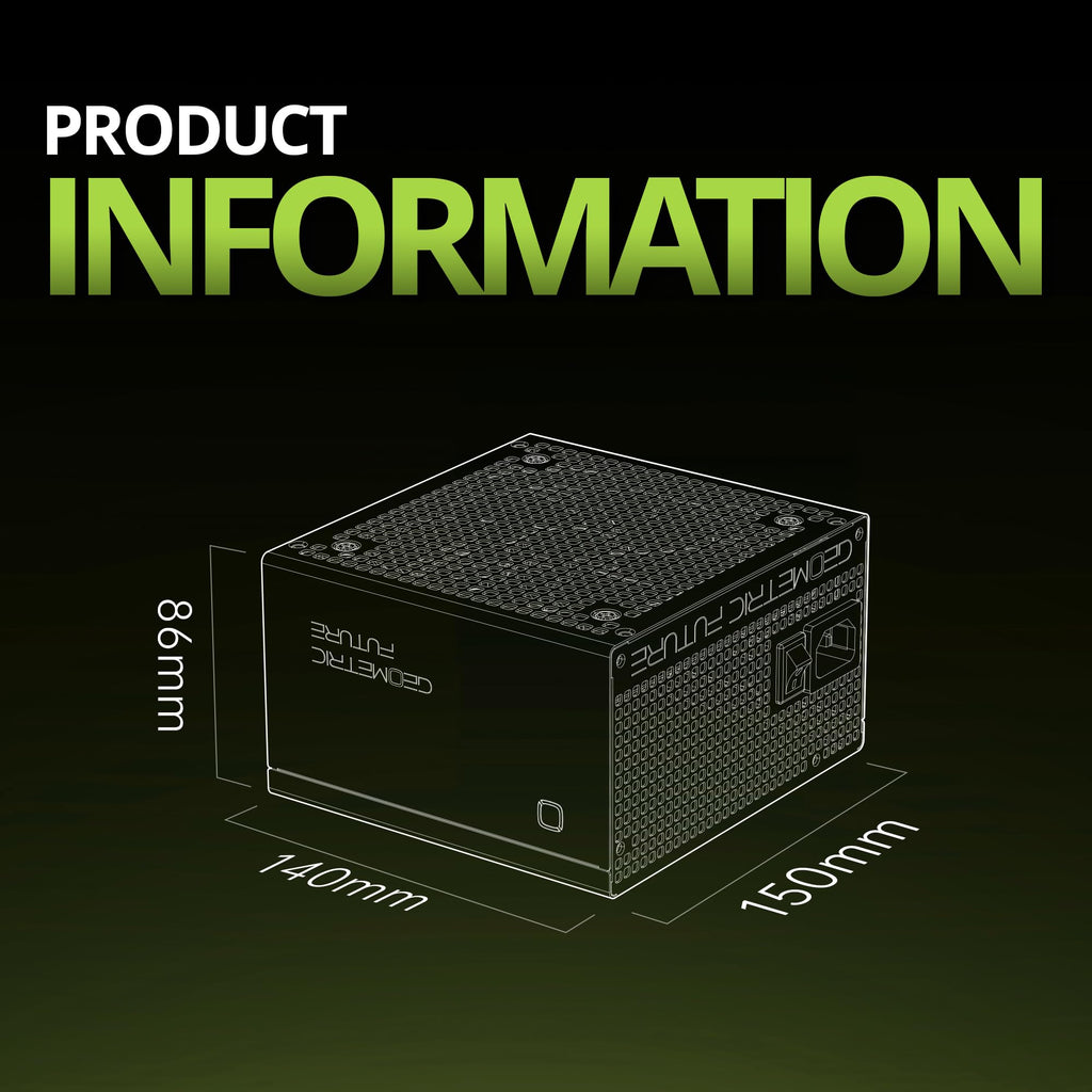 Geometric Future Alpha 1000W Fully Modular ATX 3.1 Power Supply, 80 Plus Platinum, Native 12V-2x6, 100% Japanese Electrolytic Capacitors, Green