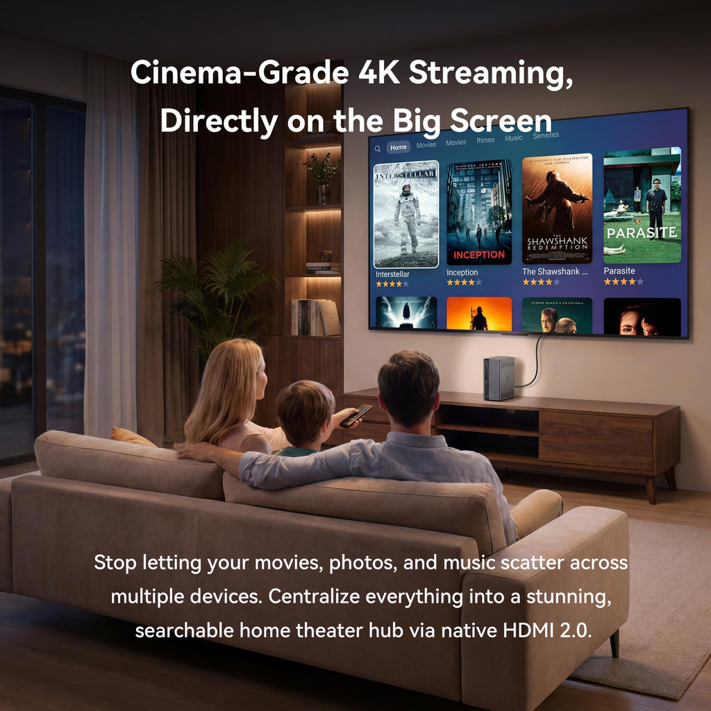 LincStation E1 4-Bay NAS Storage, Quad-Core 2.0GHz, 4GB RAM, 64GB eMMC, 2.5GbE Port & 4K HDMI 2.0, Supports M.2 NVMe SSD & SATA HDD Up to 76TB, Remote Access for iOS/Android/Windows (Diskless)