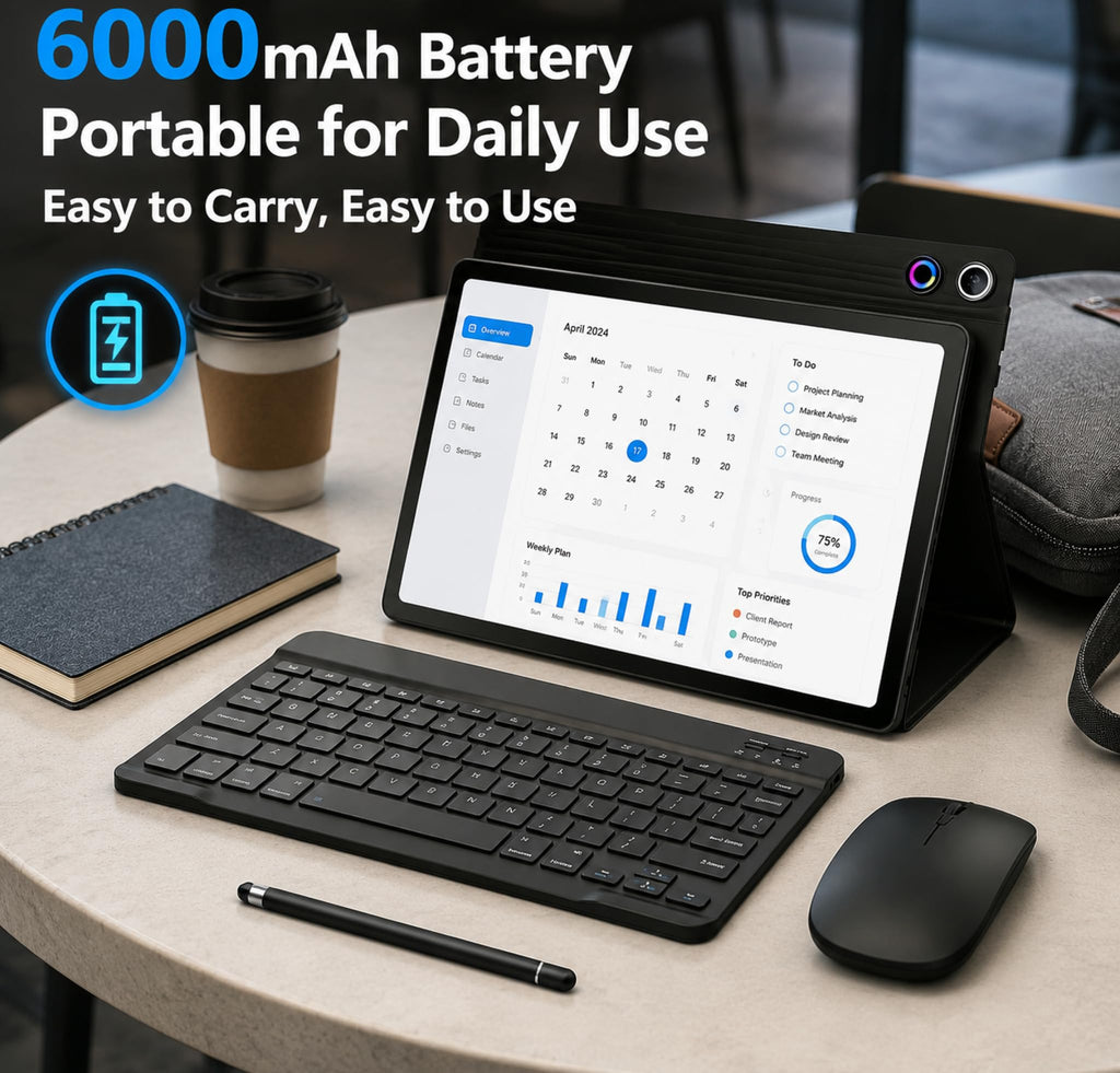 Tablet, 10.1 Inch Android 16 Tablets with Keyboard,24+64GB, 1TB Expansion