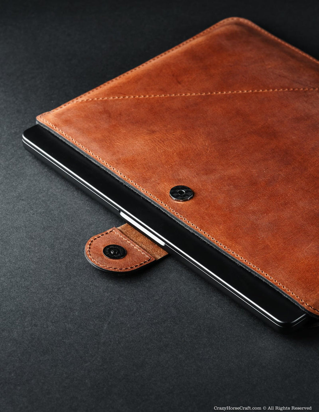 Crazy Horse Craft Leather Case for MacBook Air 15 inch, Laptop Sleeve Felt