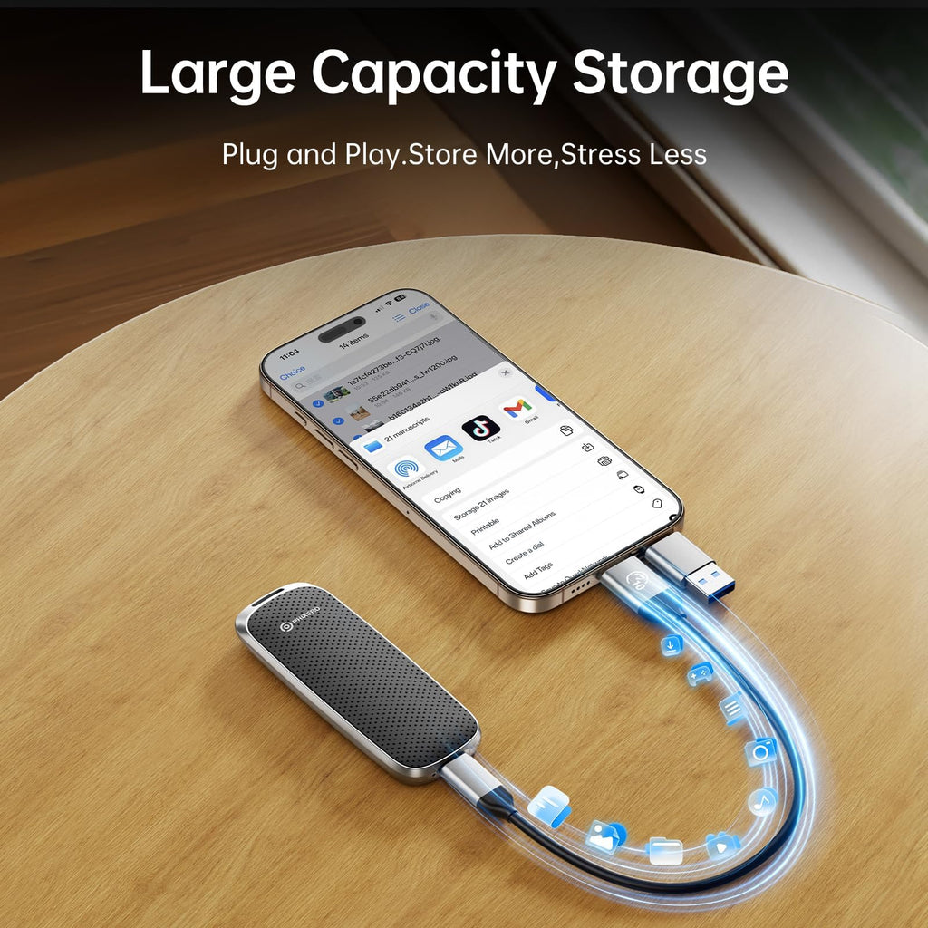 P10PRO External SSD 1TB, Portable SSD NVMe, USB 3.2 Gen2, 1050MB/s