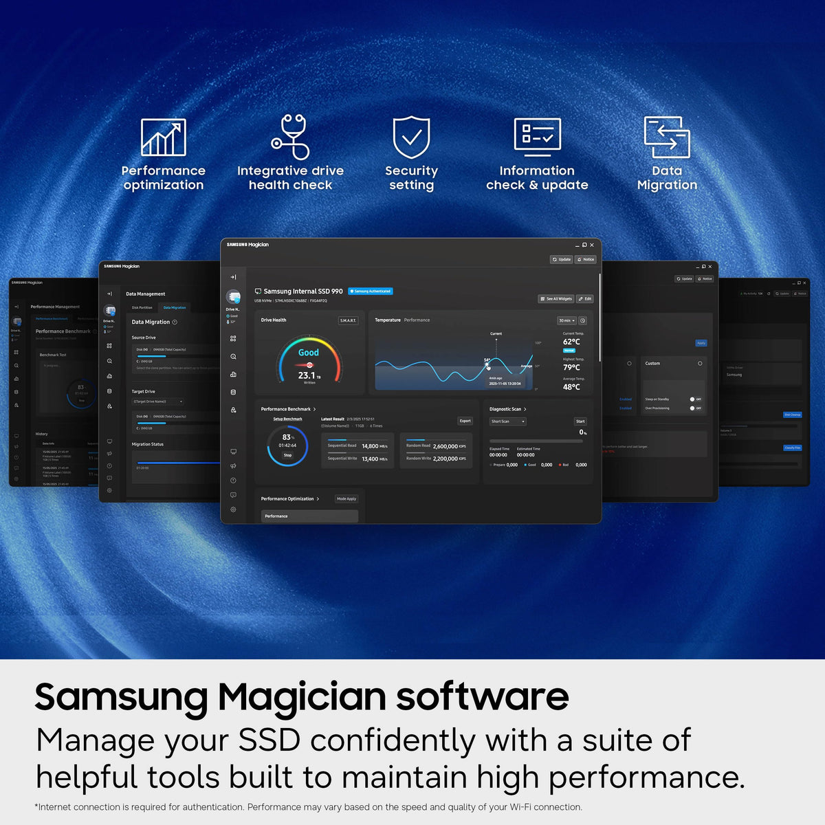 Samsung Internal SSD 990 1TB, Read/Write Speeds Up to 7,150/6,450 MB/s