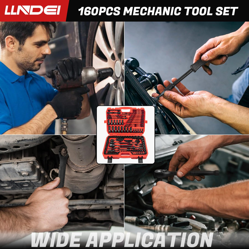 160Pc Mechanics Socket Set 1/2 1/4 3/8" Drive Metric