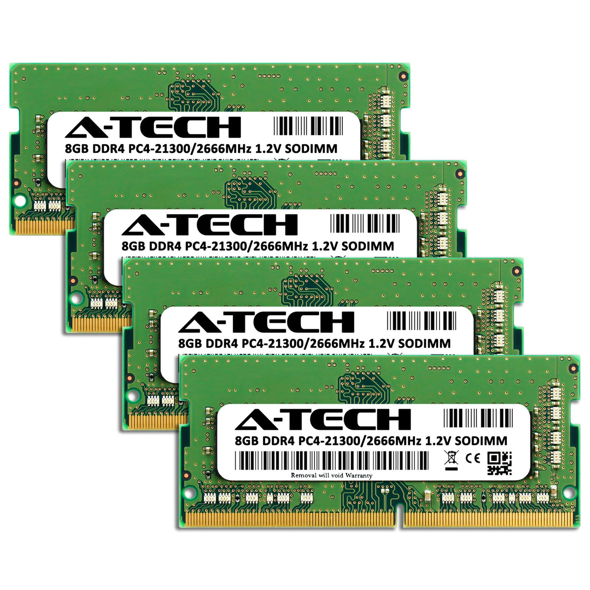 A-Tech DDR4 RAM 32GB Kit (4x8GB) 2666MHz PC4-21300 SODIMM Laptop Memory