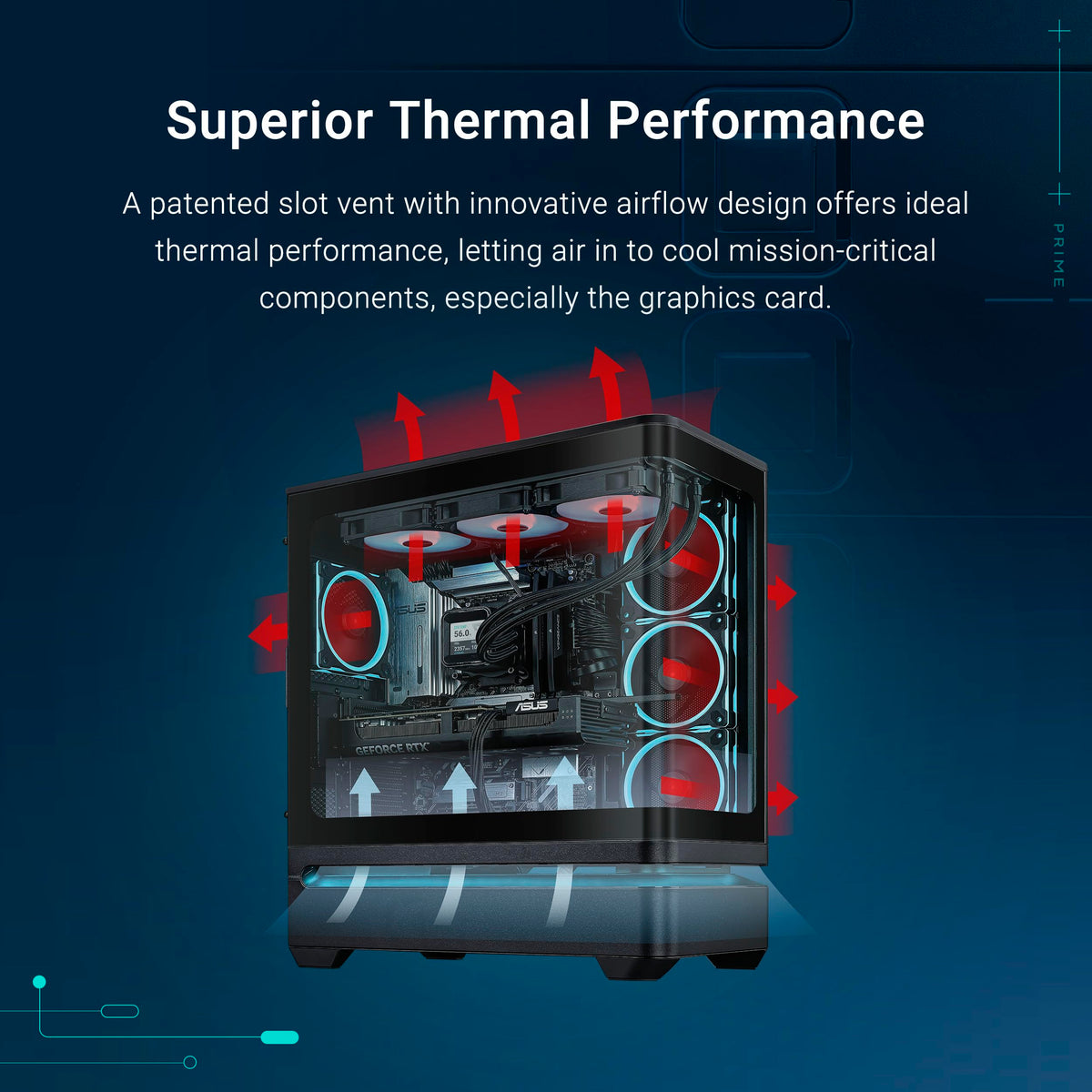 ASUS Prime AP304 ARGB ATX PC Gaming Case Tempered Glass; x4 ARGB Fans