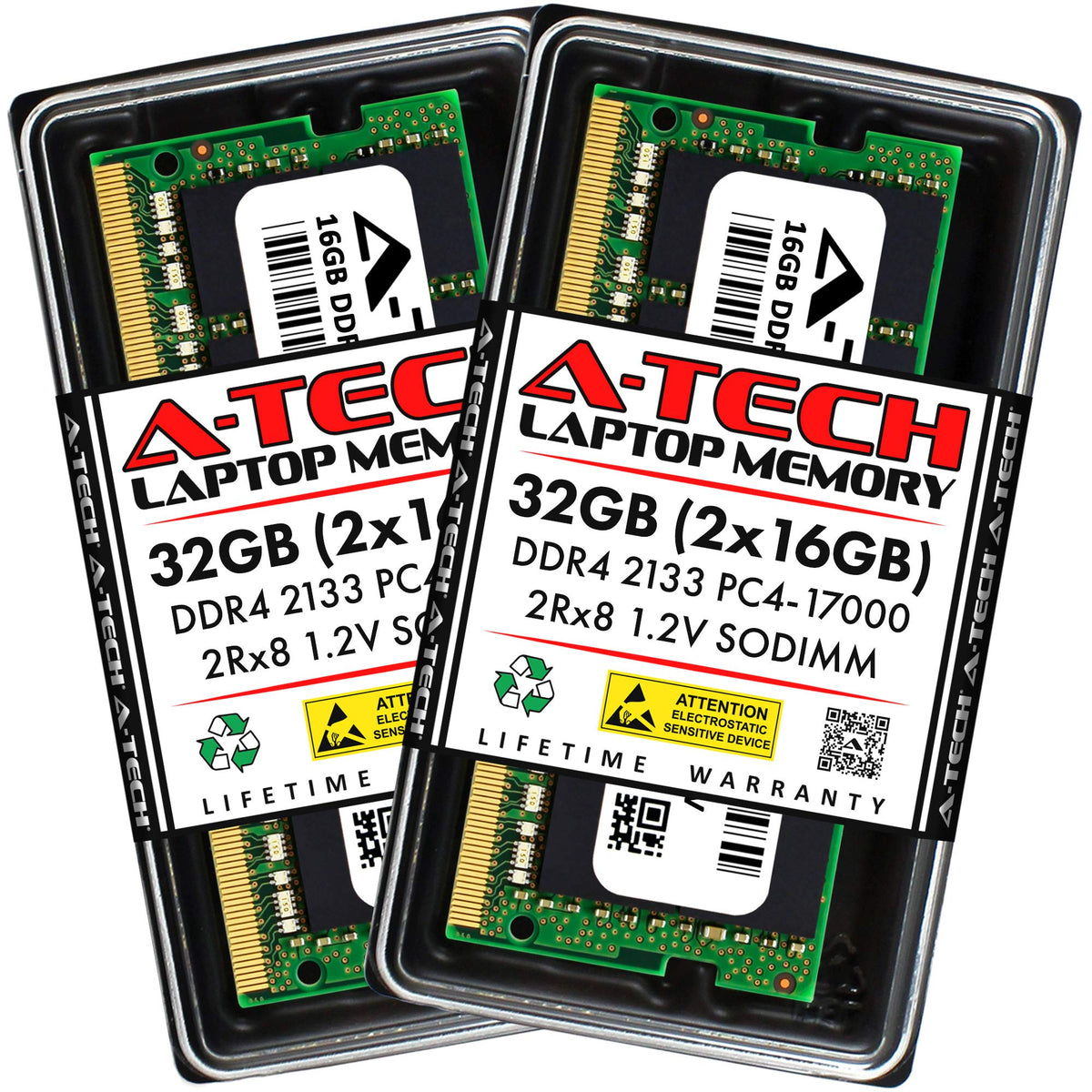 A-Tech 32GB (4x8GB) DDR4 2133 MHz SODIMM PC4-17000 (PC4-2133P) CL15 Non-ECC Laptop RAM Memory Modules