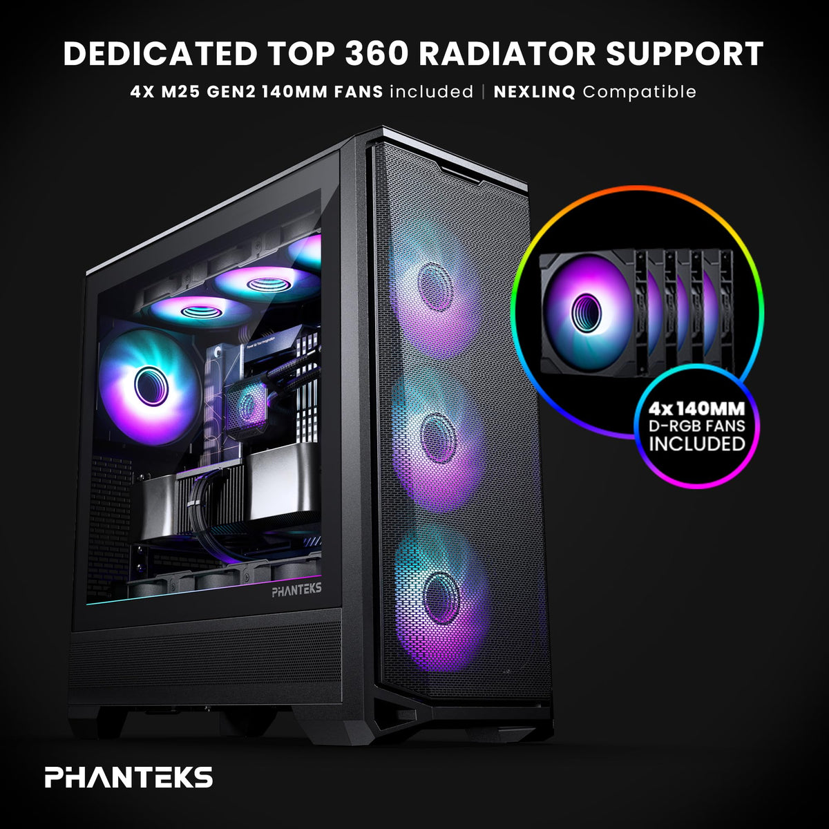 PHANTEKS Eclipse G400A Tempered Glass ATX MID-Tower Computer CASE - Black
