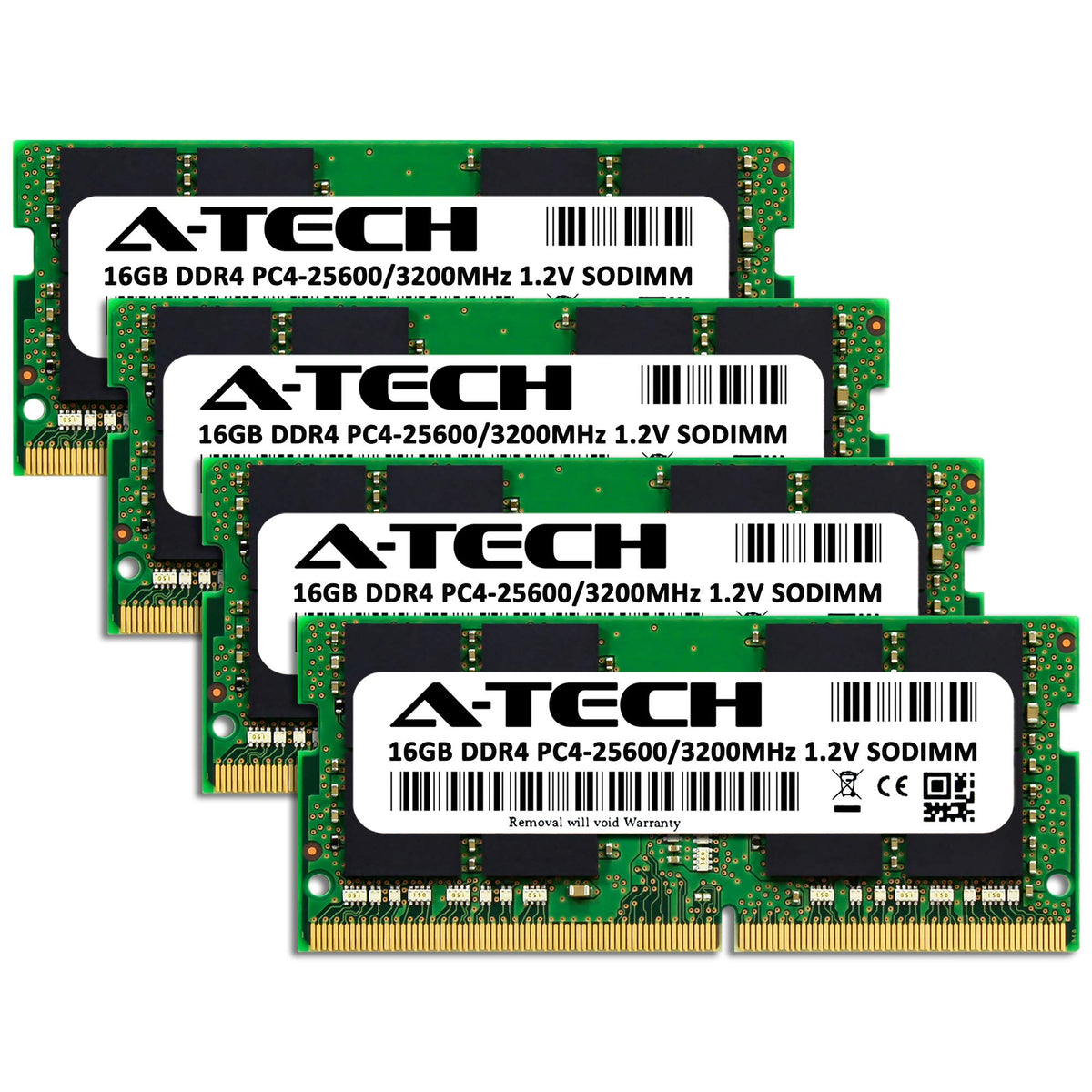 A-Tech DDR4 RAM 64GB Kit (4x16GB) 3200MHz PC4-25600 SODIMM Laptop Memory