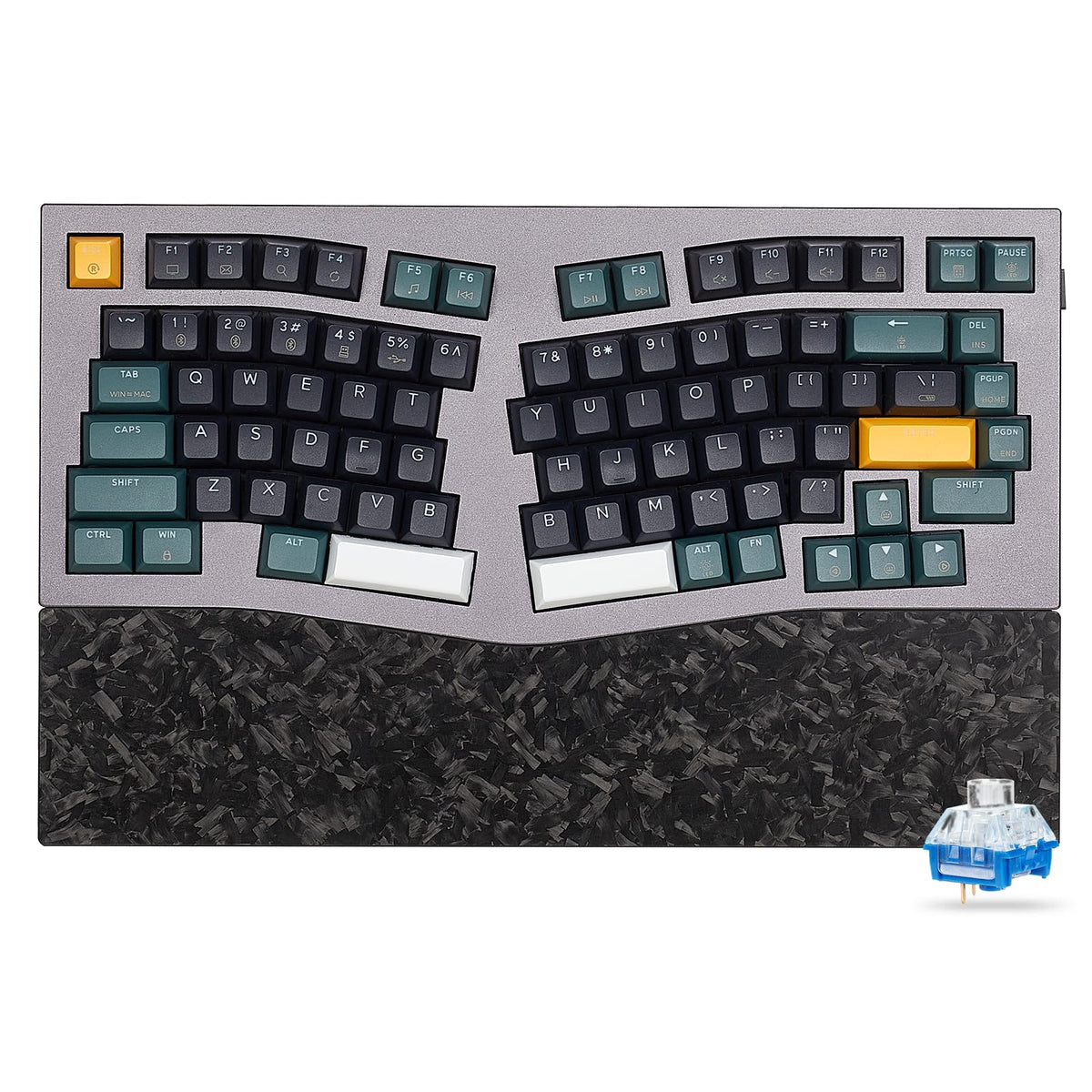 Hexgears F2 - Aluminum Custom Mechanical Keyboard, Split Alice 83 Key Layout Ergonomic Keyboard, Hot Swappable Slient Linear Switch, BT5.0/2.4GHz/USB-C, RGB Backlit with Wrist Rest for Win/Mac