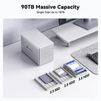 Yottamaster 5 Bay External Hard Drive Enclosure with Cooling Fan for 2.5/3.5" SATA HDD/SSD, Direct Attached Storage, Aluminum USB 3.1 Type-C HDD Enclosure Up to 110TB(5x22TB) - PS500C3