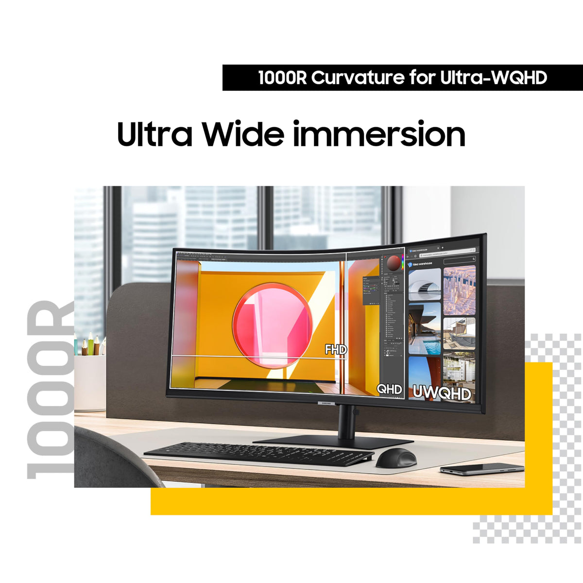 Samsung 34” ViewFinity S65UC, Ultra-WQHD Curved Monitor