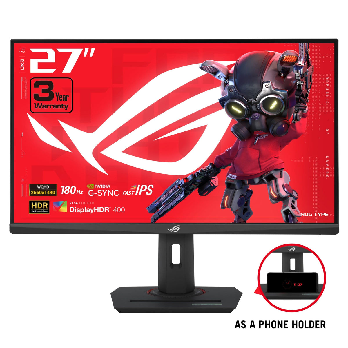 ASUS ROG XG27ACS 27 Inch 1440p 180Hz USB-C G-SYNC HDR Gaming Monitor