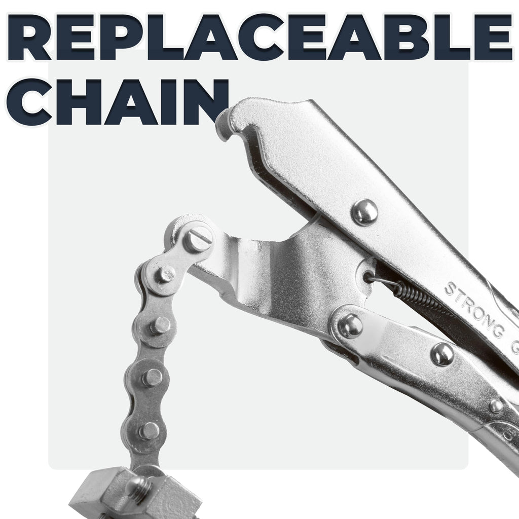 Strong Hand Tools The Python Pipe Alignment Chain Pliers, 14 in. Max Pipe Diameter, 48 in. Chain, Stainless Steel Contacts, 360° Weld Access, PCA2048